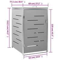 Abrigo para caixote do lixo 69x77,5x112,5 cm aço inoxidável