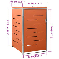 Abrigo para caixote do lixo 69x77,5x112,5 cm aço inoxidável
