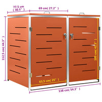 Abrigo duplo para caixote do lixo 138x77,5x112,5 cm aço inox