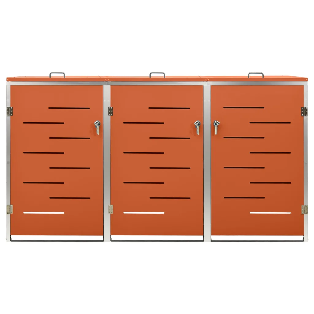 Abrigo triplo para caixotes do lixo 207x77,5x112,5 cm aço inox