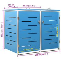 Abrigo duplo para caixote do lixo 138x77,5x112,5 cm aço inox