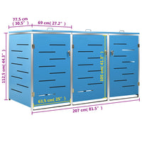Abrigo triplo para caixotes do lixo 207x77,5x112,5 cm aço inox