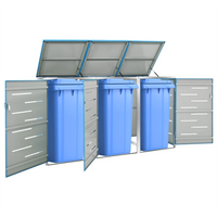 Abrigo triplo para caixotes do lixo 207x77,5x112,5 cm aço inox