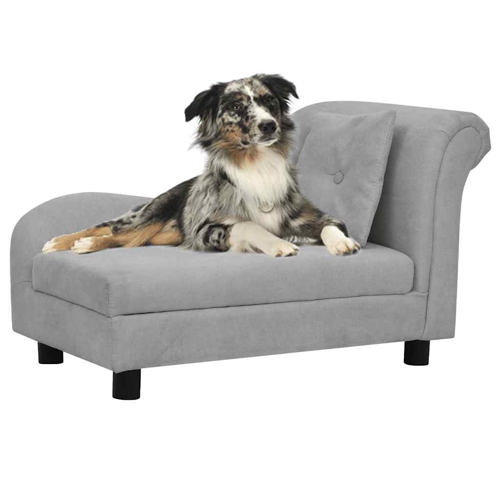vidaXL Sofá para cães com almofada 83x44x44 cm pelúcia cinzento