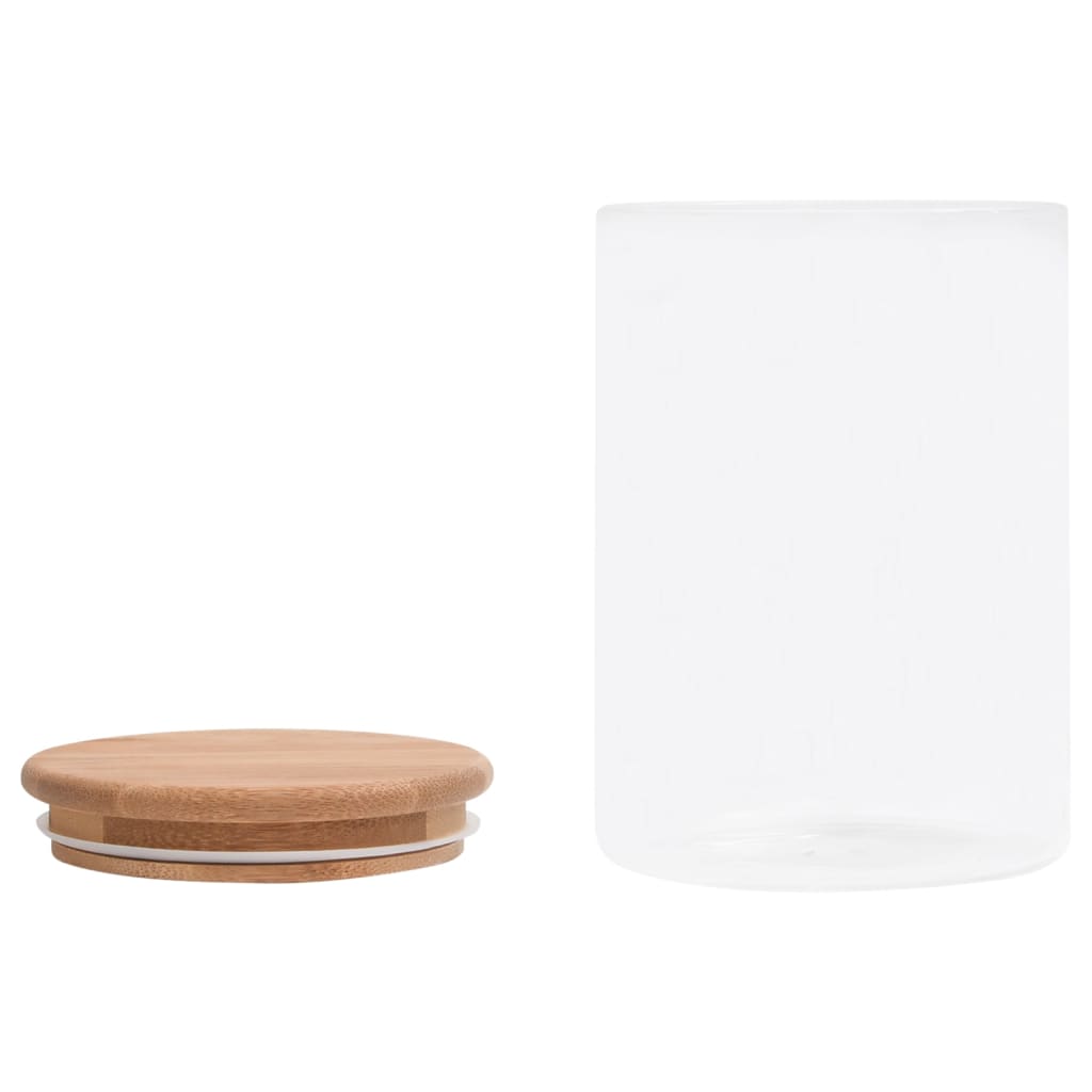 vidaXL Frascos de vidro com tampas de bambu 4 pcs 800 ml