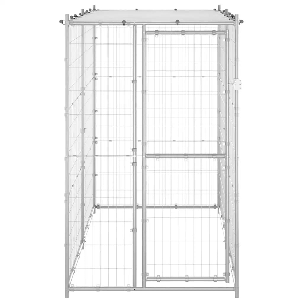 Canil de exterior com telhado 110x220x180 cm aço galvanizado