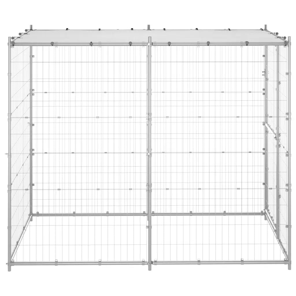 Canil de exterior com telhado 110x220x180 cm aço galvanizado