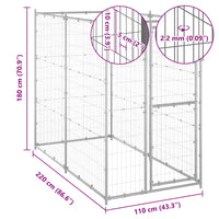 Canil de exterior 110x220x180 cm aço galvanizado