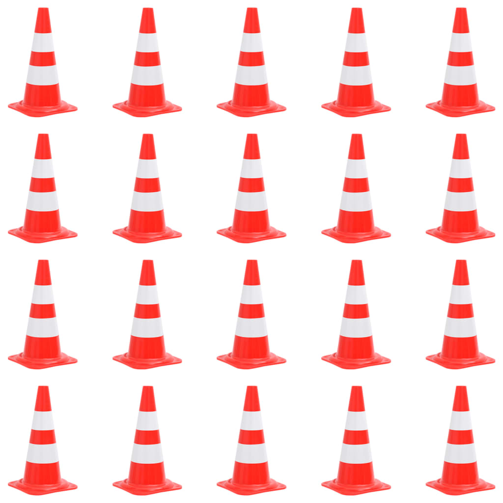 vidaXL Cones de sinalização refletores 20 pcs 50 cm vermelho e branco