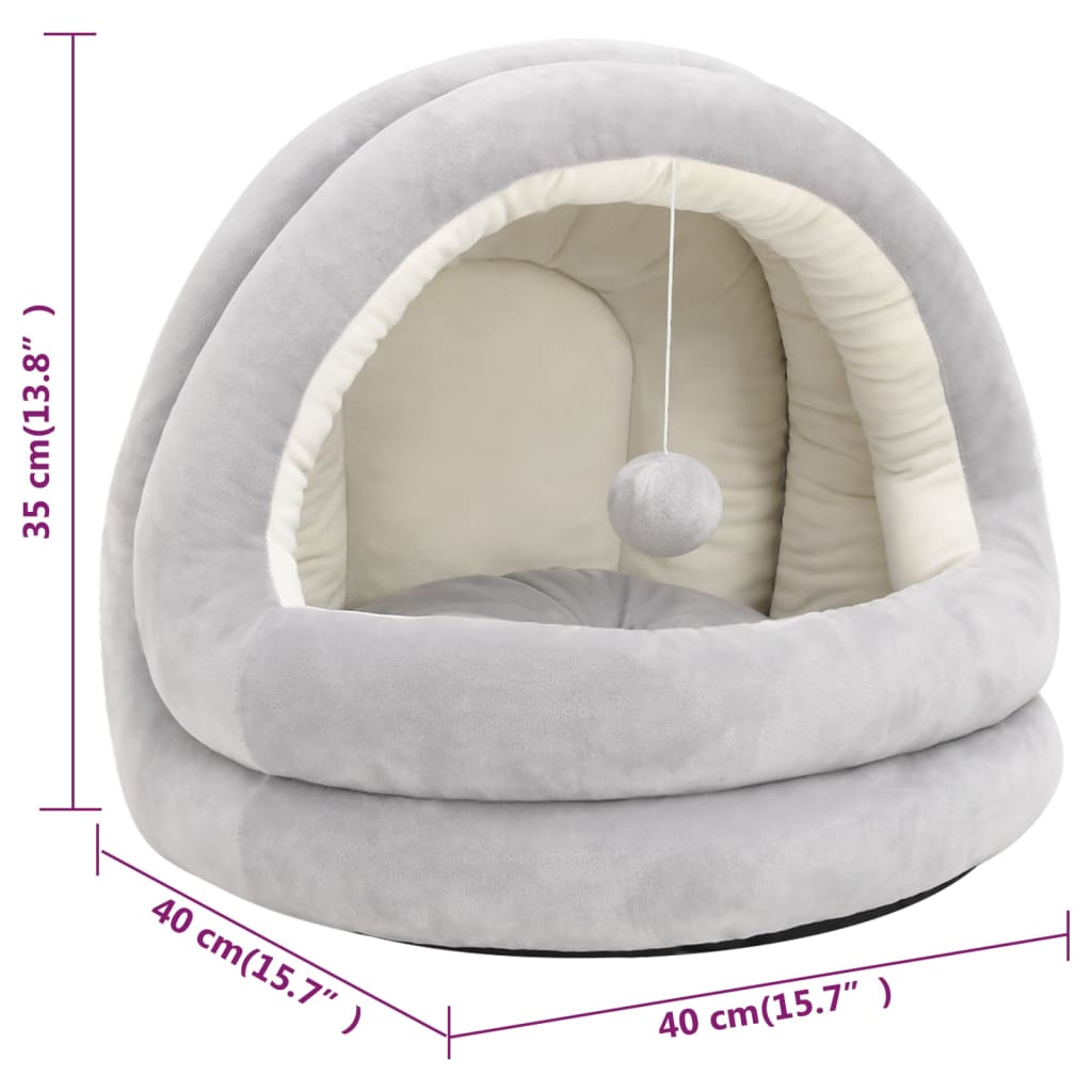 vidaXL Cama para gatos 40x40x35 cm cinzento e cor creme