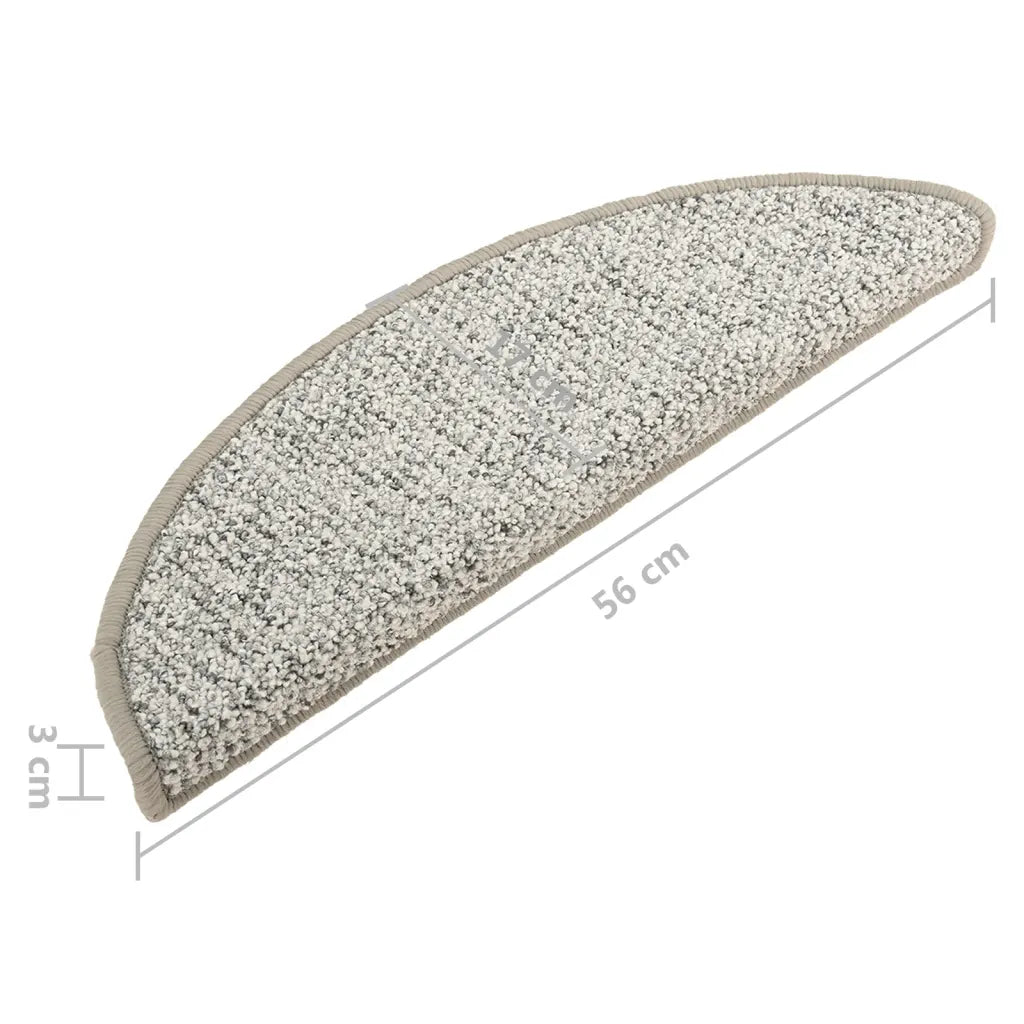 Tapete/carpete para degraus 15 pcs 56x17x3 cm cinzento-claro