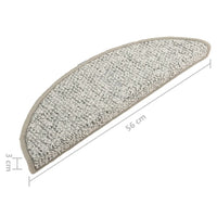 Tapete/carpete para degraus 15 pcs 56x17x3 cm cinzento-claro