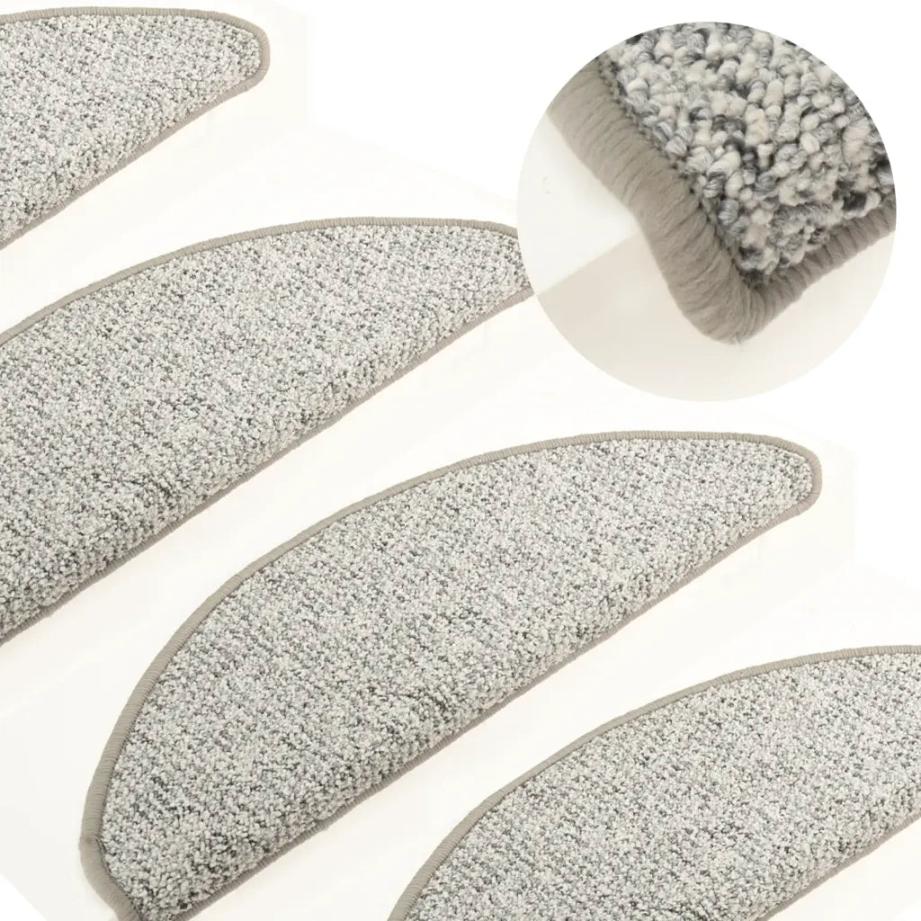 Tapete/carpete para degraus 15 pcs 56x17x3 cm cinzento-claro