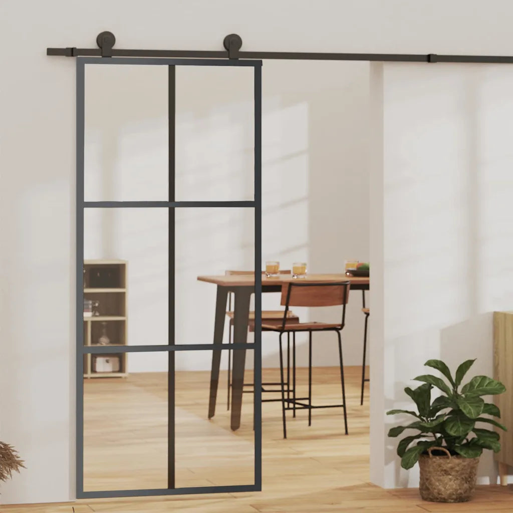 Porta deslizante em vidro ESG e alumínio 90x205 cm