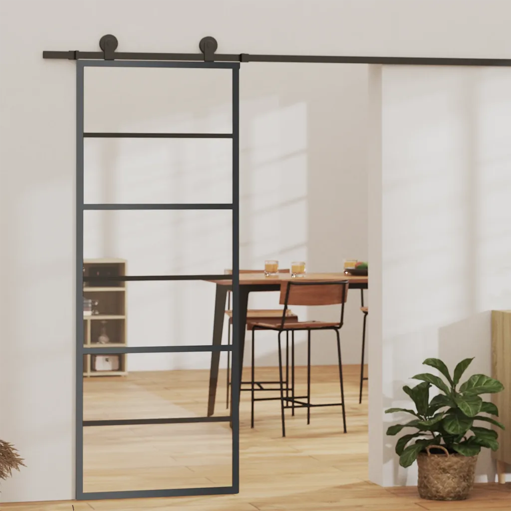 Porta deslizante em vidro ESG e alumínio 76x205 cm