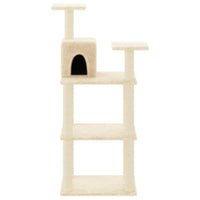 vidaXL Árvore para gatos c/ postes arranhadores sisal 118,5 cm creme