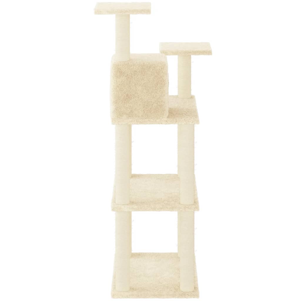 vidaXL Árvore para gatos c/ postes arranhadores sisal 118,5 cm creme