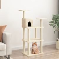 vidaXL Árvore para gatos c/ postes arranhadores sisal 118,5 cm creme