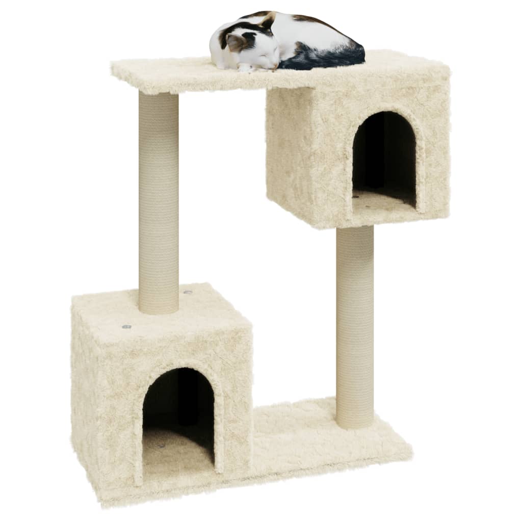 vidaXL Árvore para gatos c/ postes arranhadores sisal 60 cm cor creme