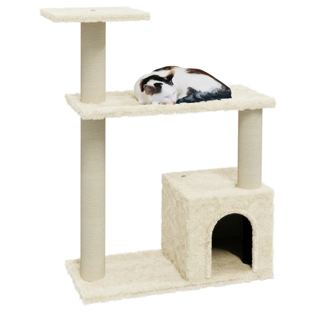 vidaXL Árvore para gatos c/ postes arranhadores sisal 70 cm cor creme