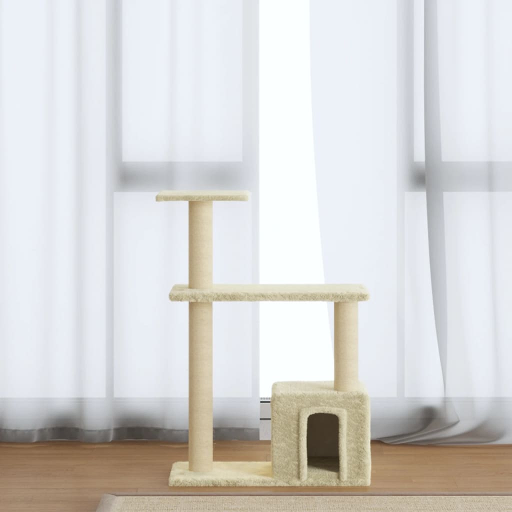 vidaXL Árvore para gatos c/ postes arranhadores sisal 70 cm cor creme