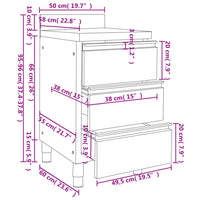 Armário de cozinha comercial com 3 gavetas 50x60x96 cm