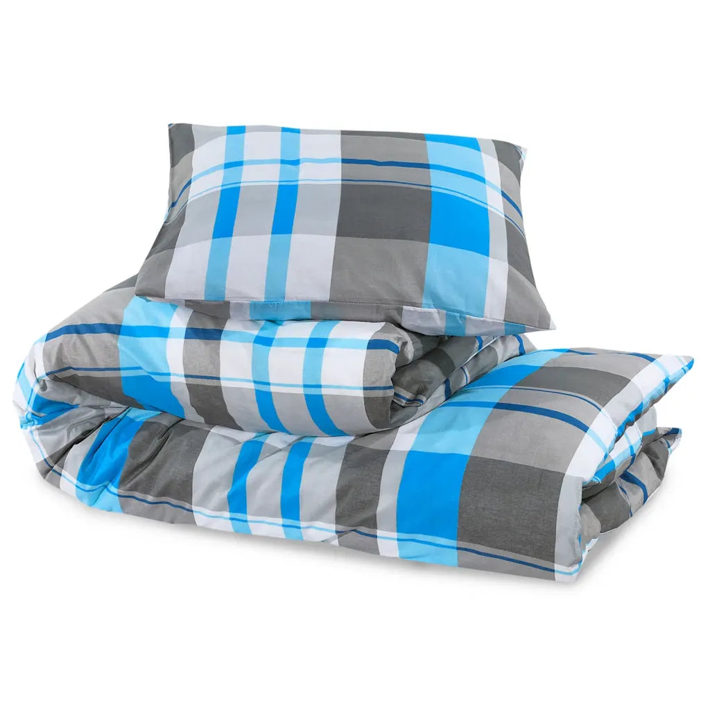 Conjunto de capa de edredão 220x240 cm algodão azul/cinza