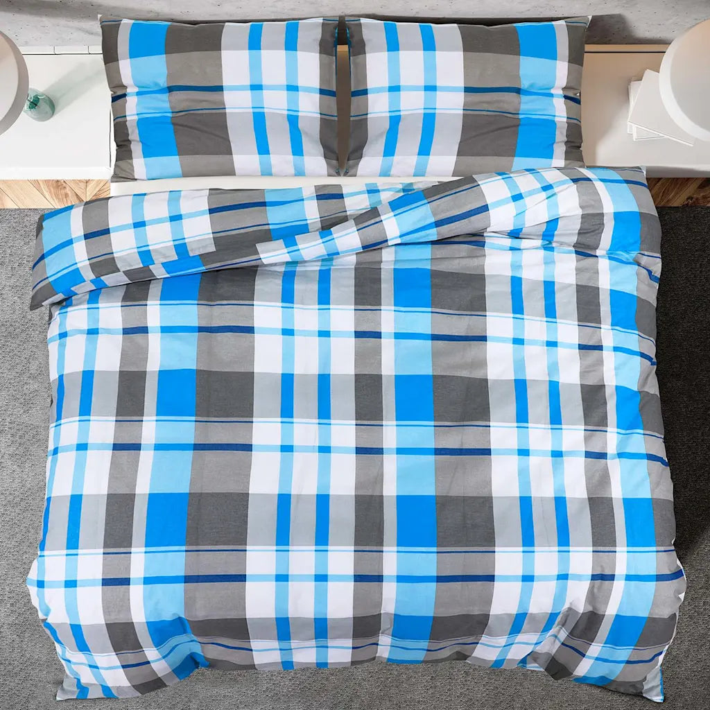 Conjunto de capa de edredão 260x240 cm algodão azul/cinza