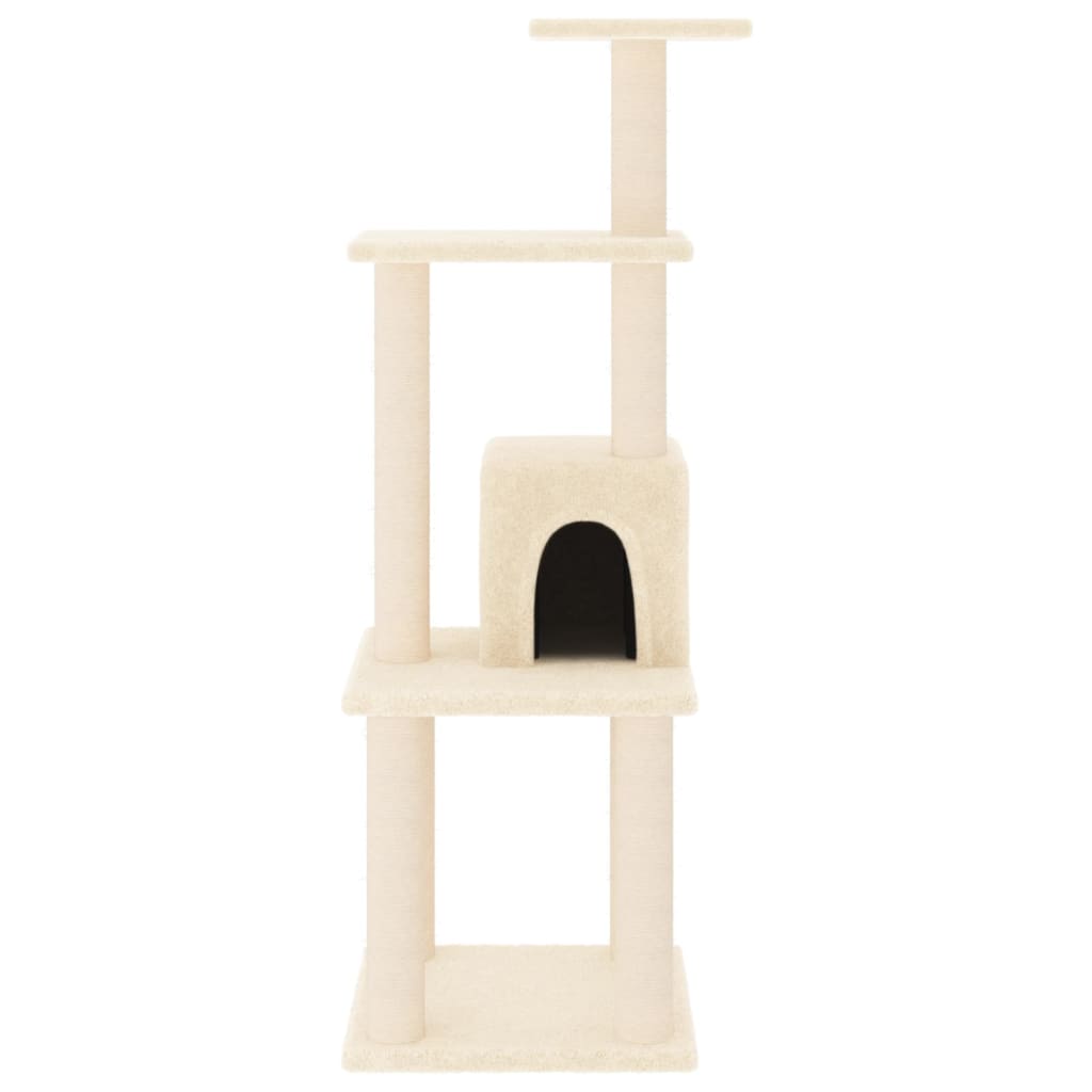 vidaXL Árvore para gatos c/ postes arranhadores sisal 105 cm cor creme