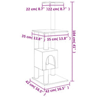 vidaXL Árvore para gatos c/ postes arranhadores sisal 104 cm cor creme