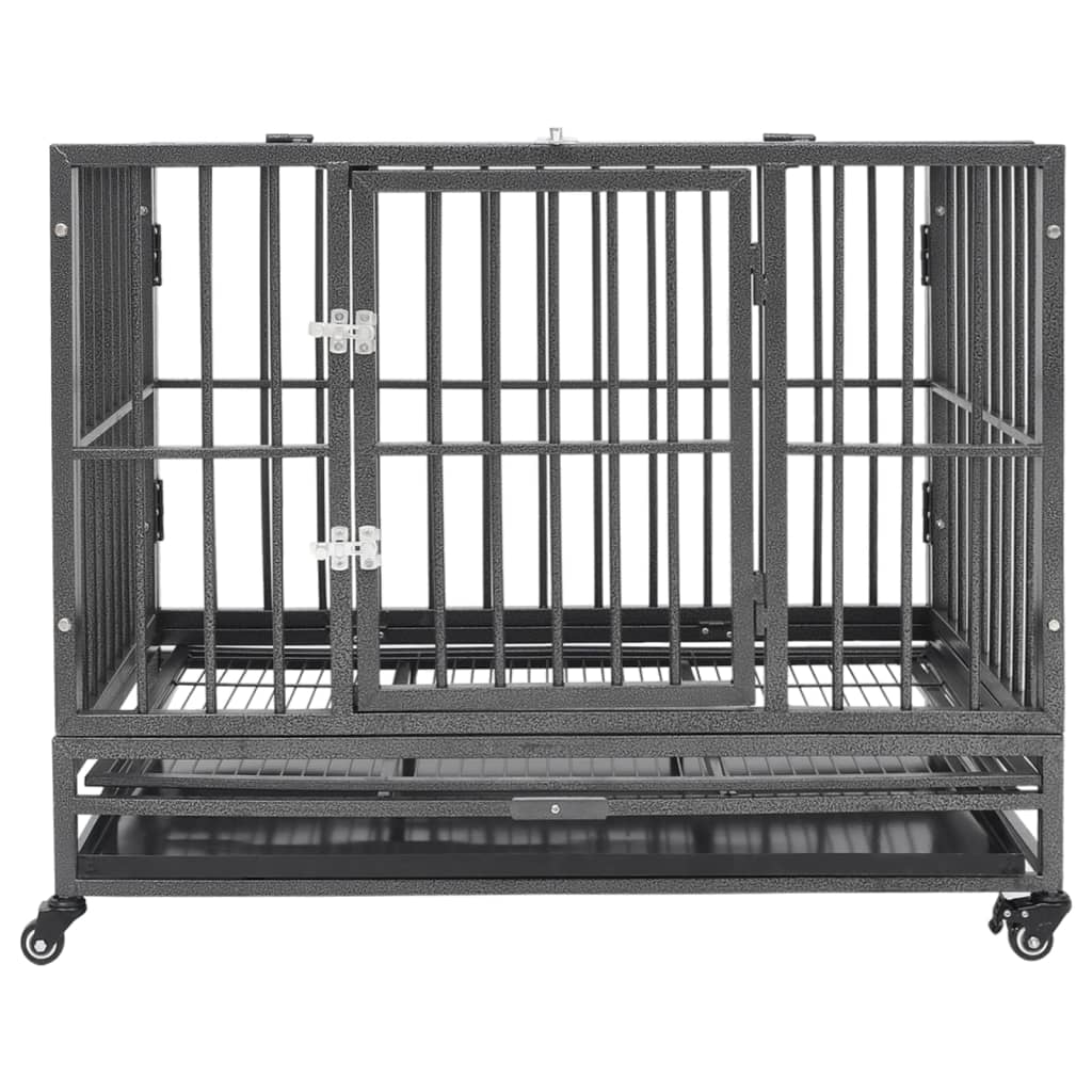 vidaXL Jaula para cães com rodas aço 92x62x76 cm