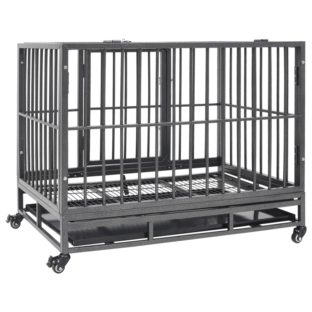 vidaXL Jaula para cães com rodas aço 92x62x76 cm