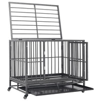 vidaXL Jaula para cães com rodas aço 92x62x76 cm