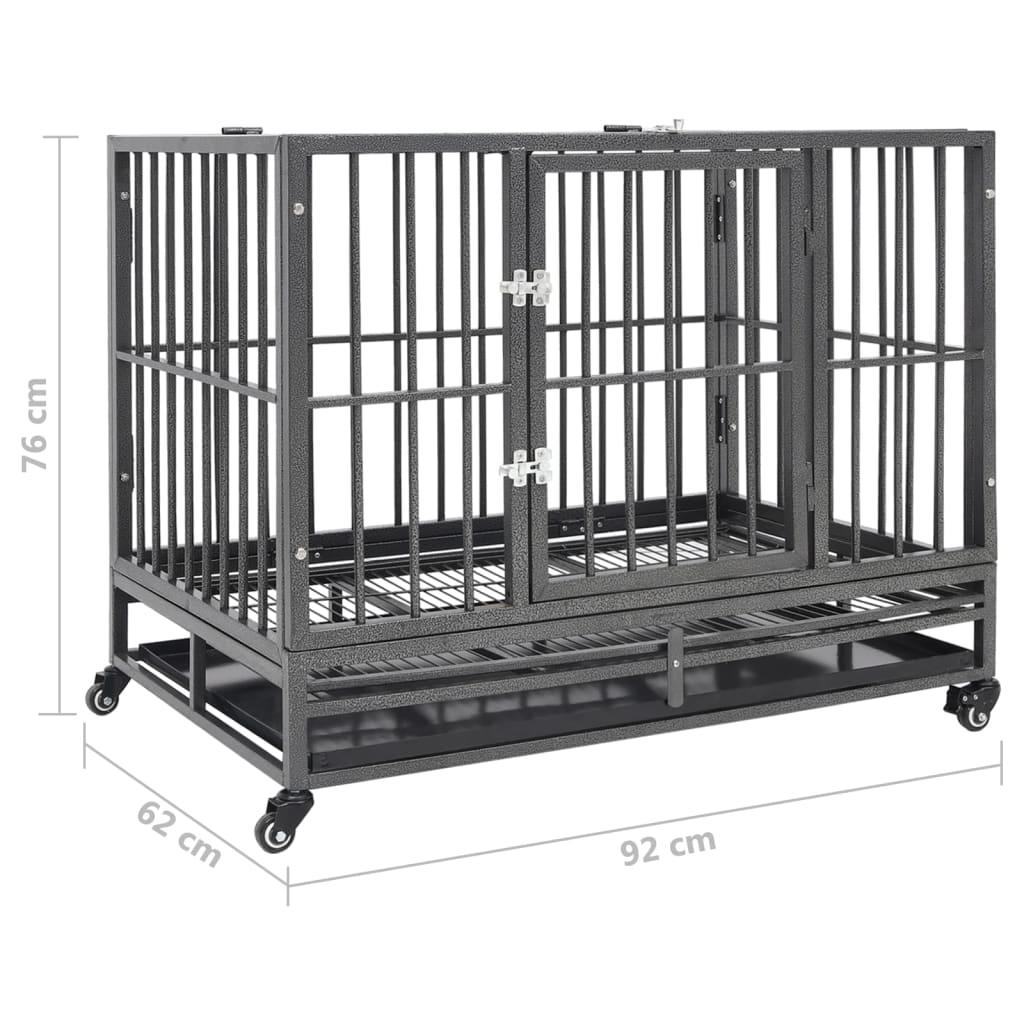 vidaXL Jaula para cães com rodas aço 92x62x76 cm