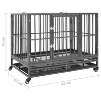 vidaXL Jaula para cães com rodas aço 92x62x76 cm