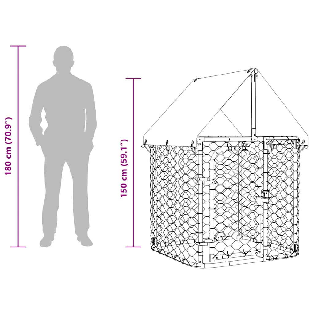 vidaXL Canil de exterior com telhado 100x100x150 cm