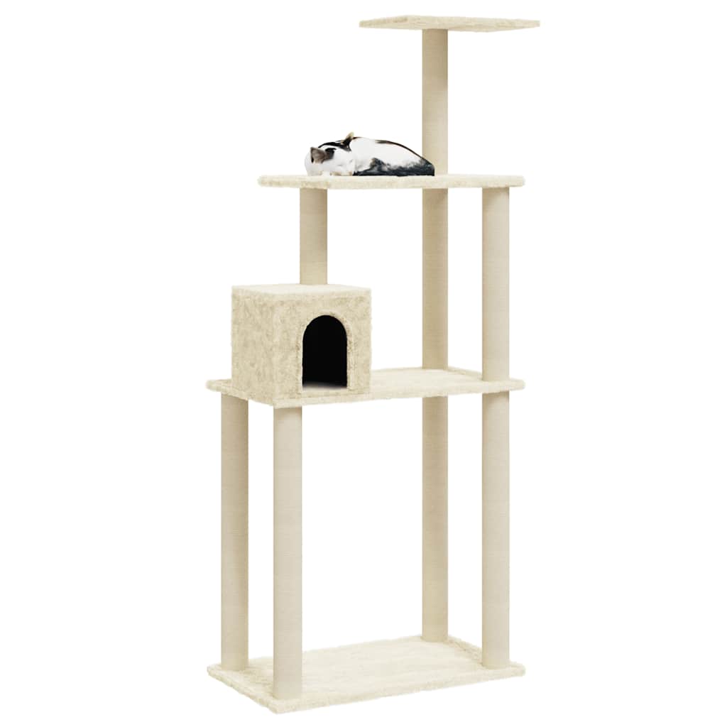 vidaXL Árvore p/ gatos c/ postes arranhadores sisal 147cm cinza-claro