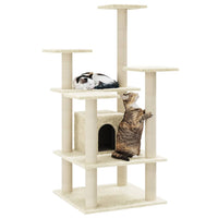 vidaXL Árvore para gatos c/ postes arranhadores sisal 110 cm cor creme