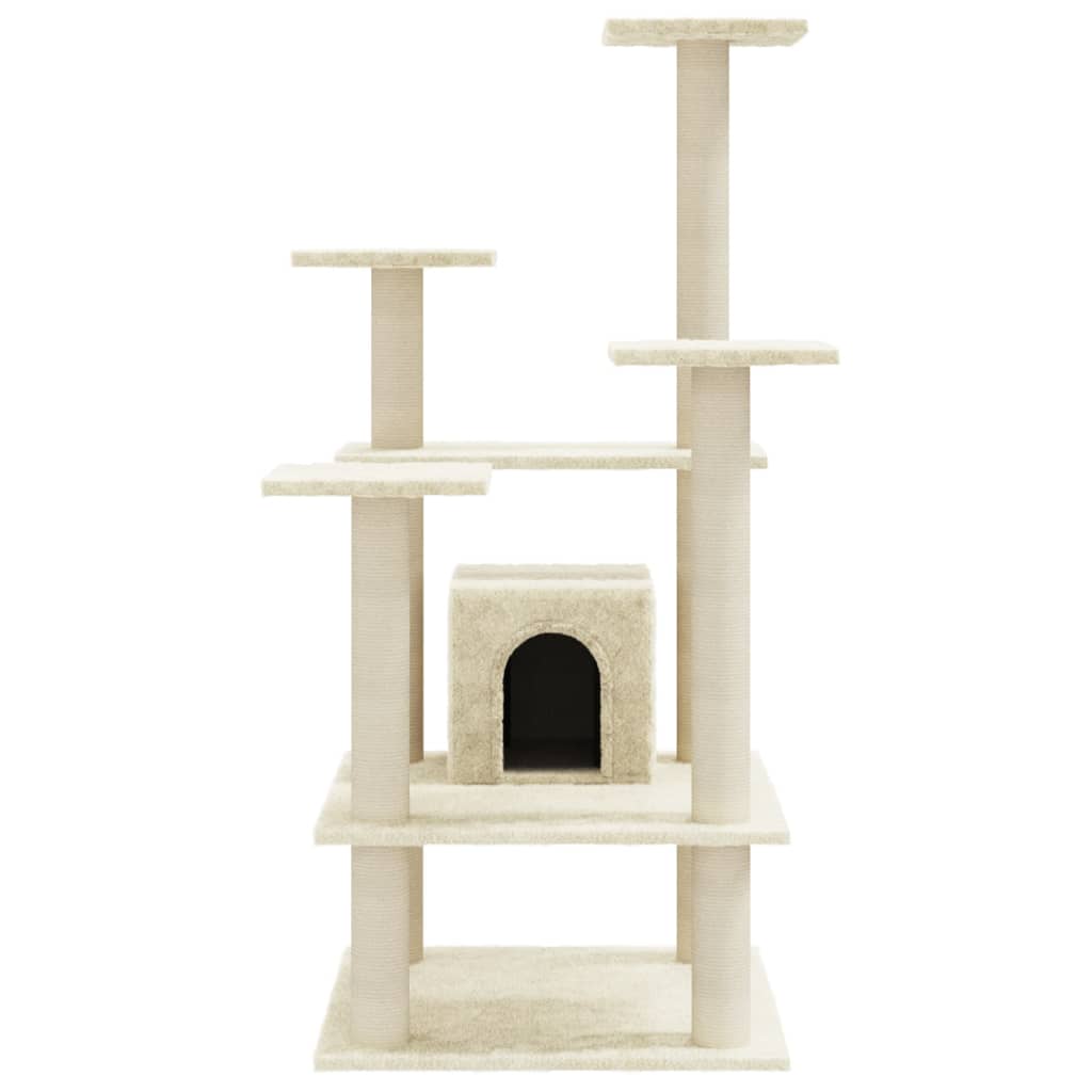 vidaXL Árvore para gatos c/ postes arranhadores sisal 110 cm cor creme