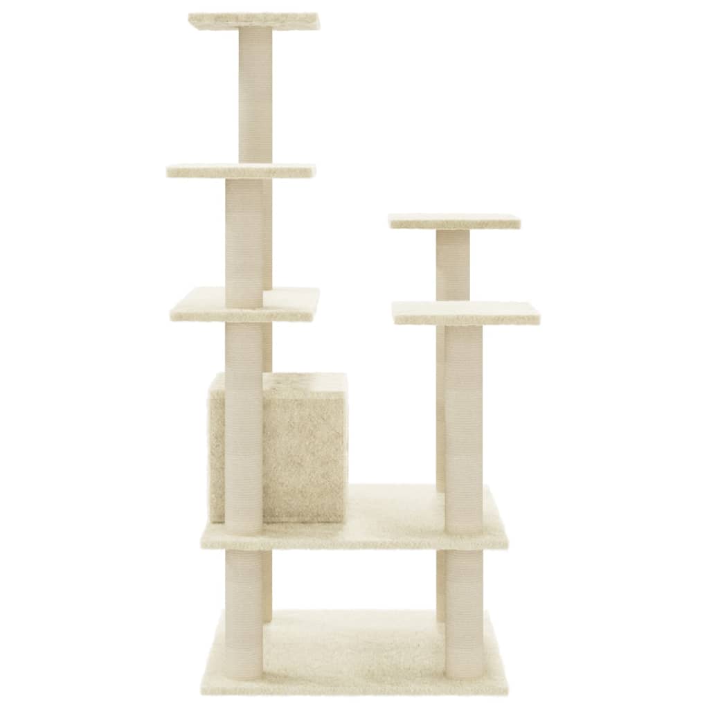 vidaXL Árvore para gatos c/ postes arranhadores sisal 110 cm cor creme