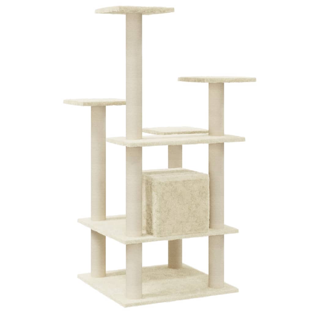 vidaXL Árvore para gatos c/ postes arranhadores sisal 110 cm cor creme