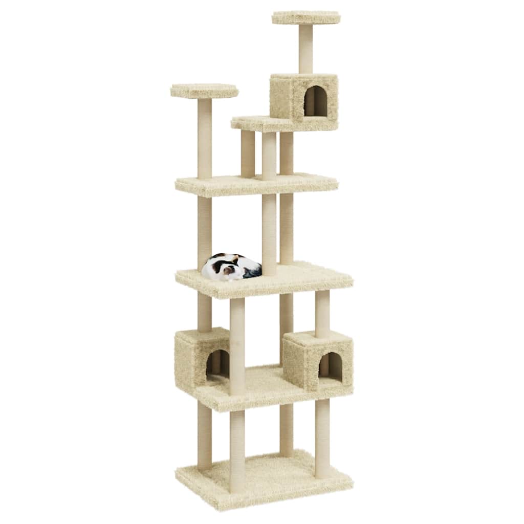 vidaXL Árvore para gatos c/ postes arranhadores sisal 188 cm cor creme