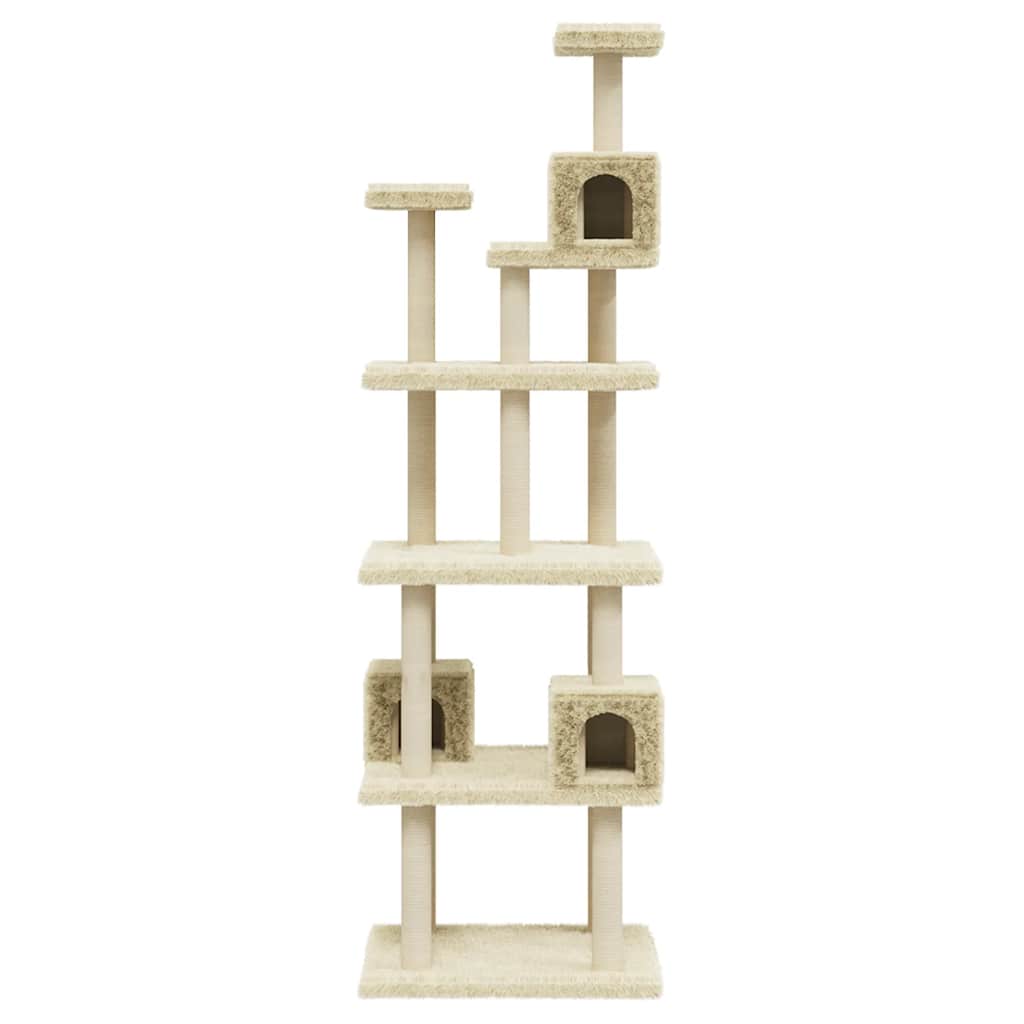 vidaXL Árvore para gatos c/ postes arranhadores sisal 188 cm cor creme