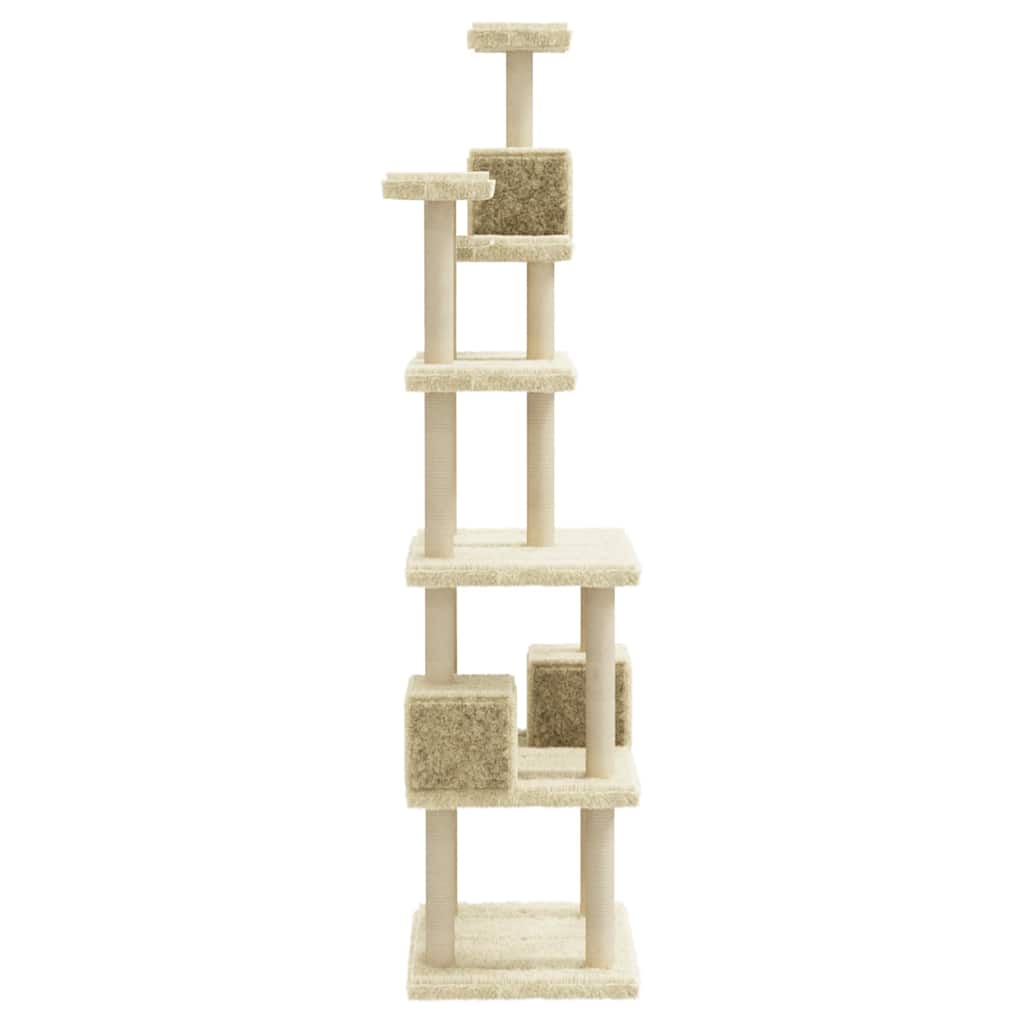 vidaXL Árvore para gatos c/ postes arranhadores sisal 188 cm cor creme
