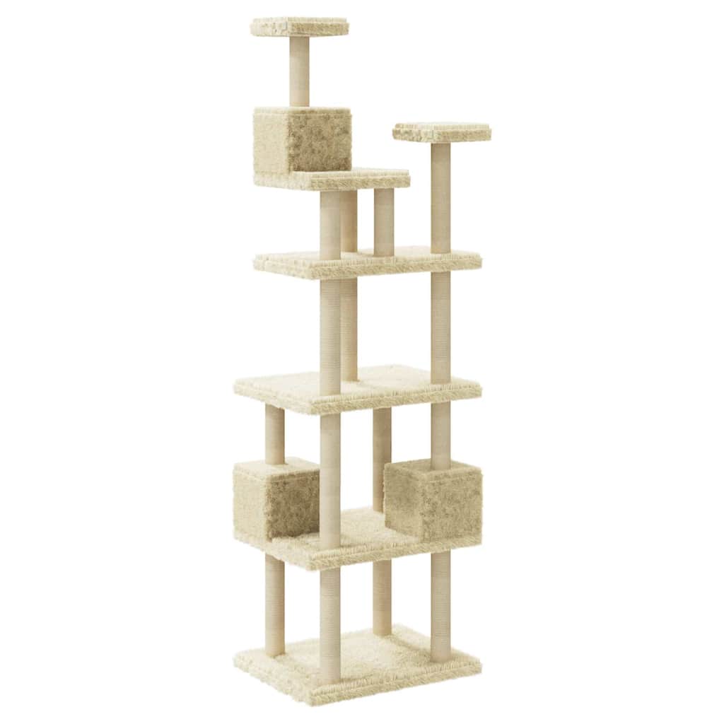 vidaXL Árvore para gatos c/ postes arranhadores sisal 188 cm cor creme