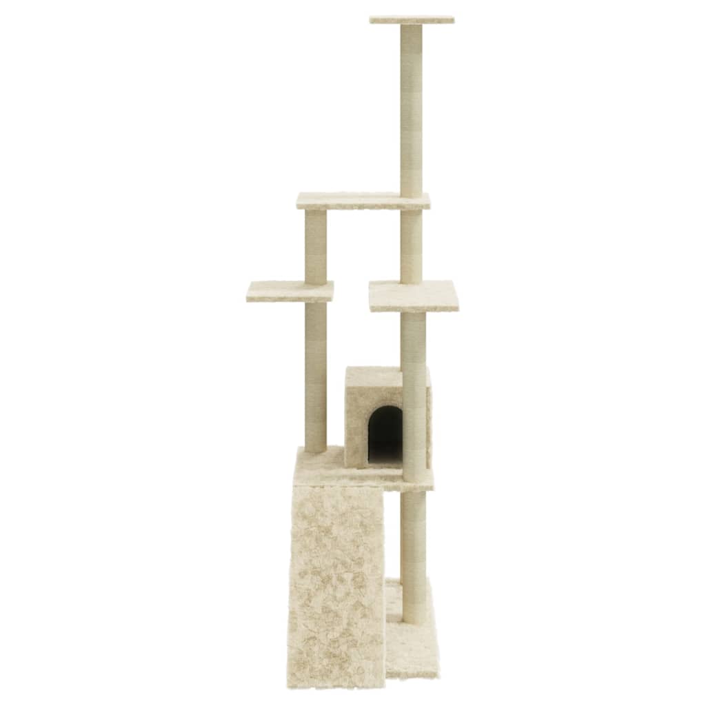 vidaXL Árvore para gatos c/ postes arranhadores sisal 155 cm cor creme