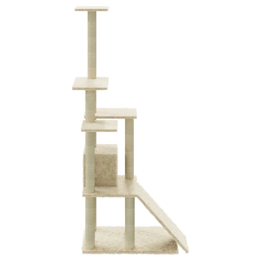 vidaXL Árvore para gatos c/ postes arranhadores sisal 155 cm cor creme