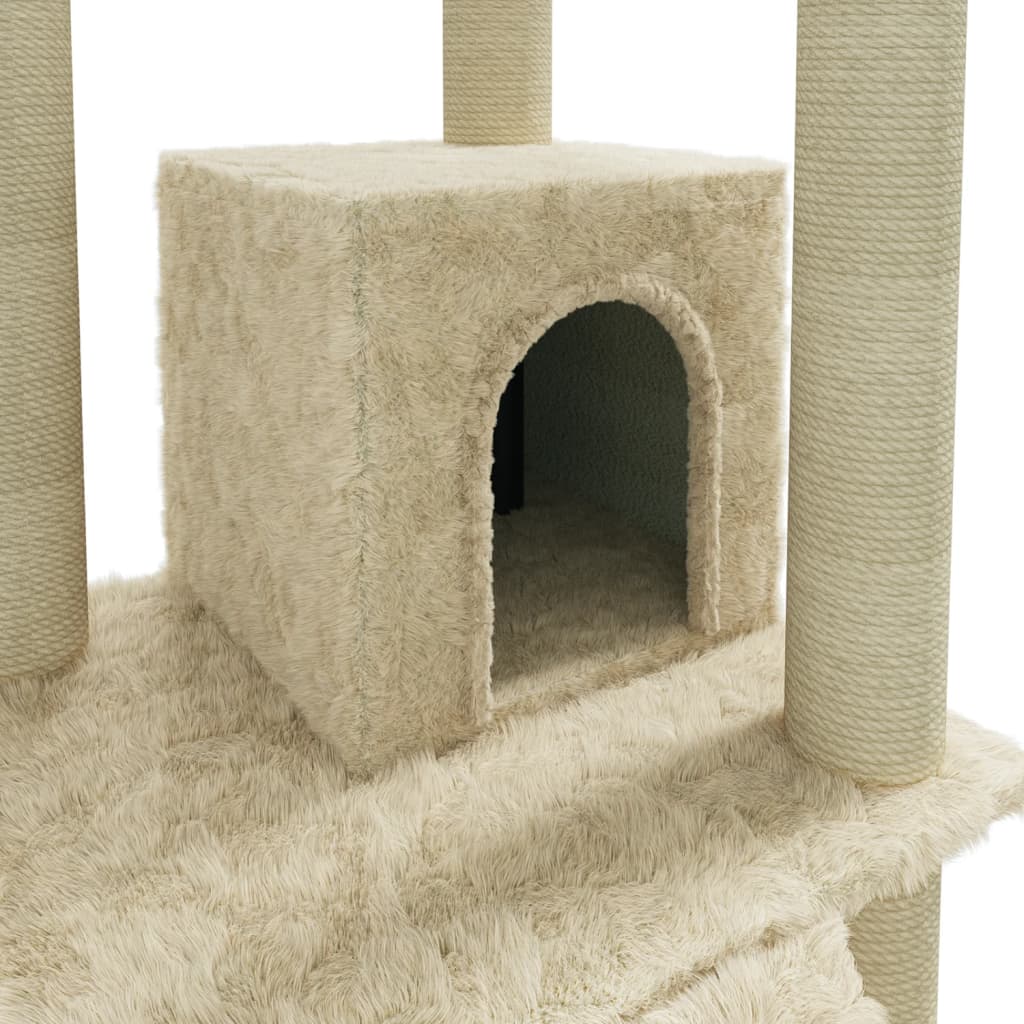 vidaXL Árvore para gatos c/ postes arranhadores sisal 155 cm cor creme