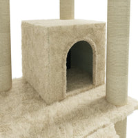vidaXL Árvore para gatos c/ postes arranhadores sisal 155 cm cor creme