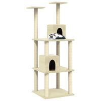vidaXL Árvore para gatos c/ postes arranhadores sisal 141 cm cor creme